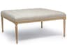 Zentique Louis Natural Linen White Upholstered Tufted Ottoman