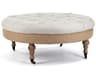 Zentique Maison Natural Linen Jute Beige Upholstered Tufted Ottoman
