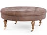 Zentique Maison Aubergine Linen Brown Upholstered Tufted Ottoman