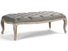 Zentique Maison Grey Linen Upholstered Tufted Ottoman