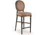 Zentique Medallion Upholstered Oak Wood Copper Linen Bar Stool