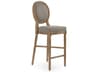 Zentique Medallion Upholstered Oak Wood Grey Linen Bar Stool