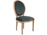 Zentique Medallion Oak Wood Gray Velvet Upholstered Armless Dining Chair