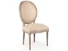 Zentique Medallion Oak Wood White Upholstered Side Dining Chair