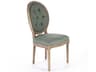 Zentique Medallion Oak Wood Green Upholstered Armless Dining Chair