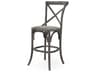 Zentique Parisienne Oak Wood Limed Charcoal Counter Stool