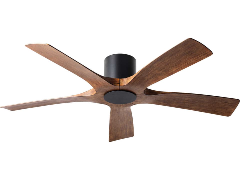 Aviator 54-Inch 5-Blade Indoor Outdoor Flush Mount Smart Ceiling Fan Matte Black Distressed Koa