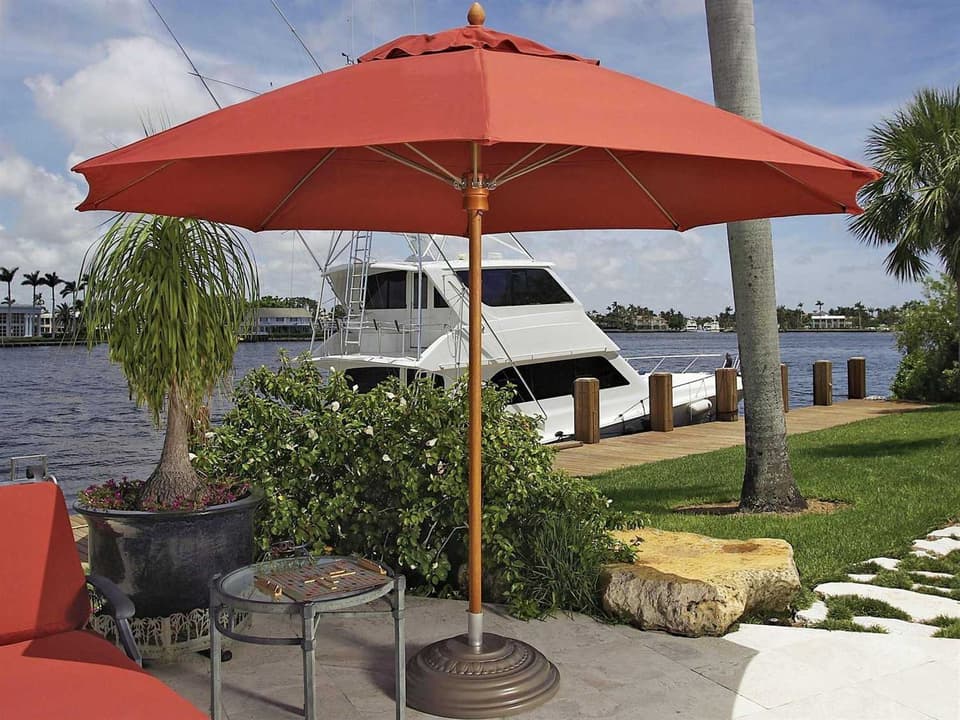 Fiberbuilt Augusta Fiber Teak 9 Foot Octagon Wood Outdoor Umbrella