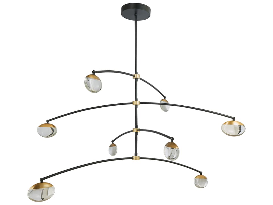 Athena 8-Light Matte Black Brushed Brass Round Chandelier