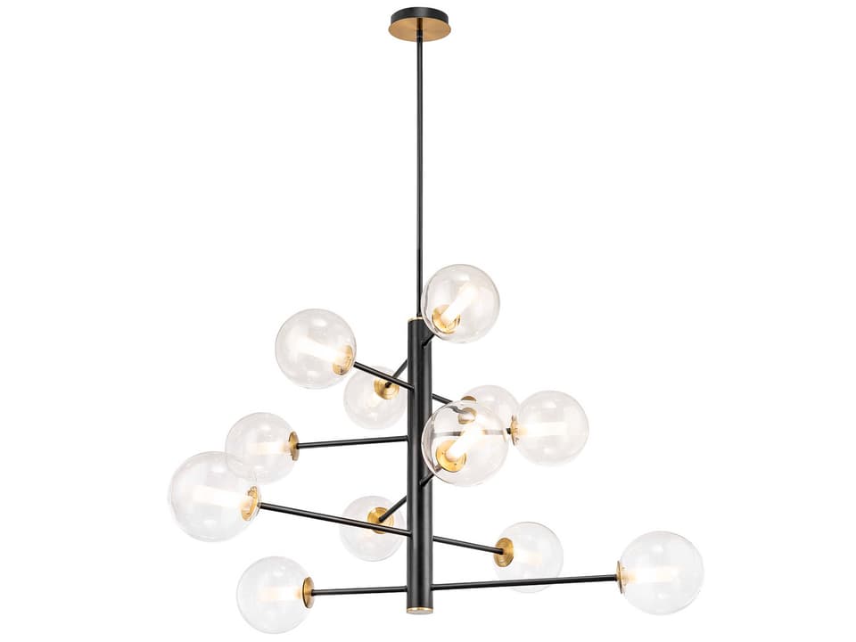 12-Light Aurelia Chandelier in Black and Brushed Brass