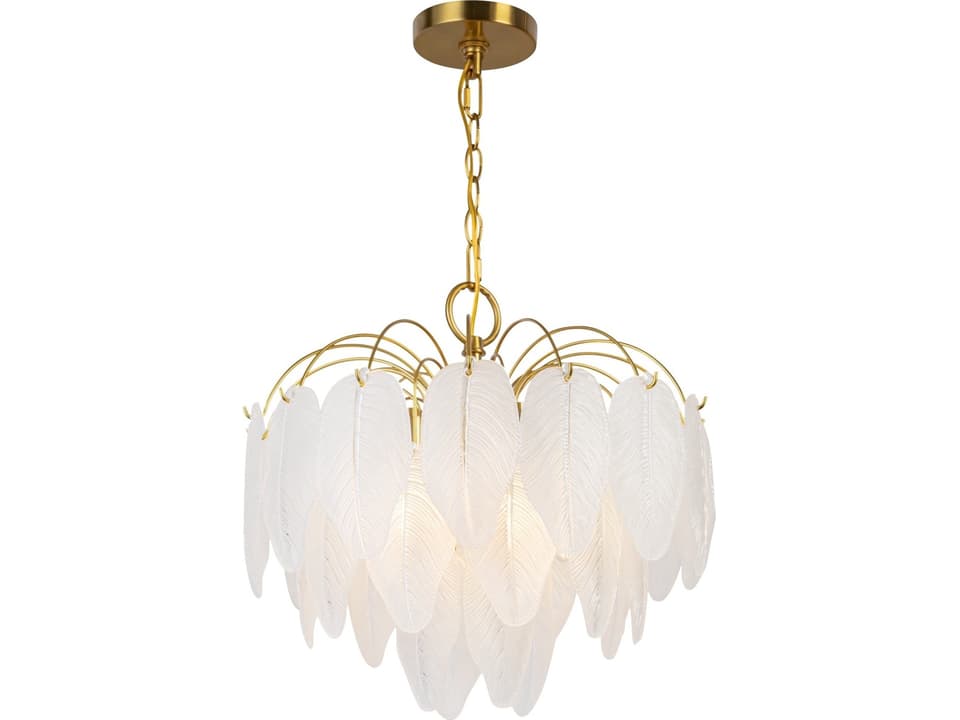 4-Light Alessia Chandelier in Brushed Brass and White Glass