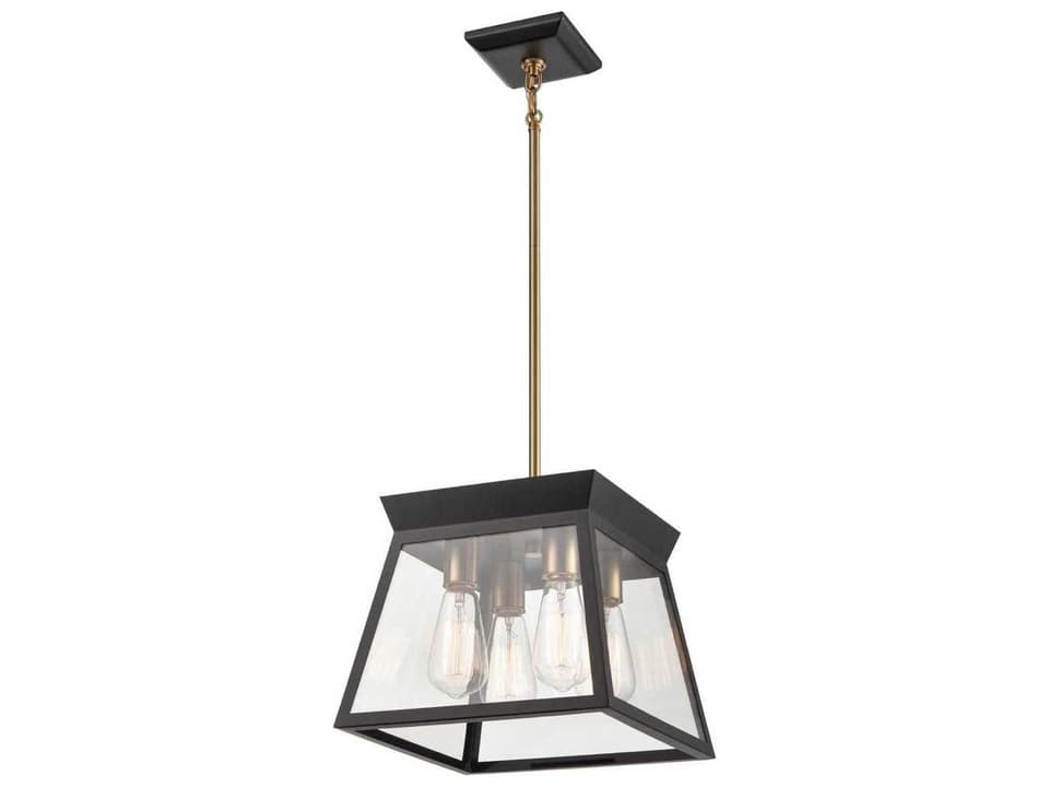 4-Light Lucian Chandelier in Black and Brushed Brass