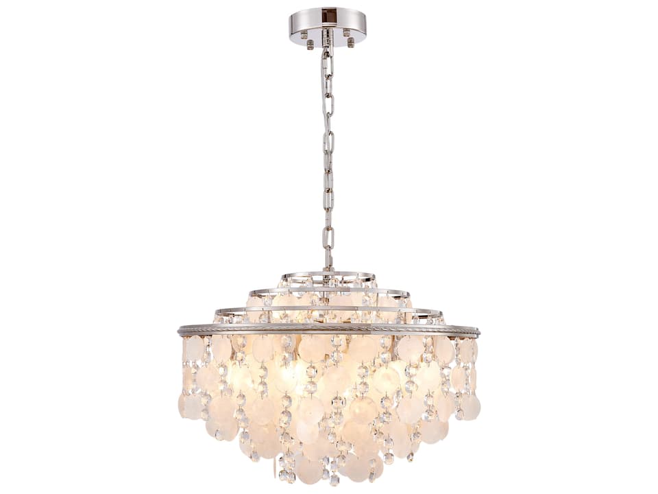 13-Light Avara Chandelier with Clear Crystal Beads in Polished Nickel