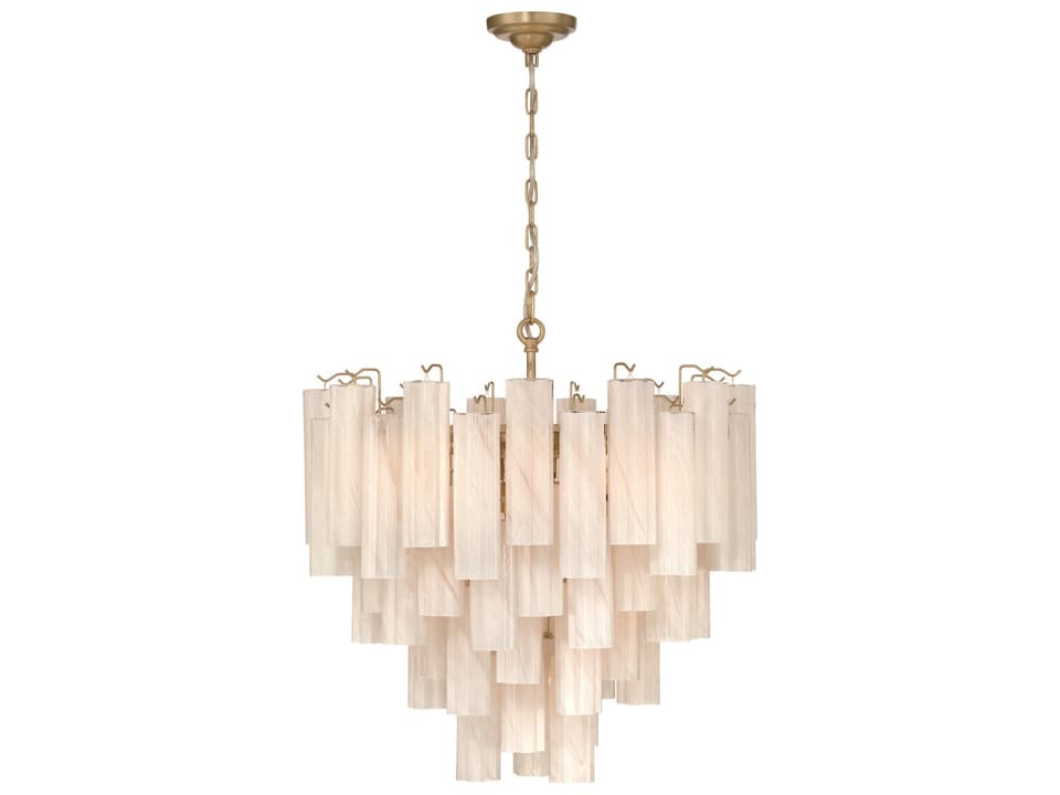 Sophia 16-Light Chandelier in Brushed Brass with Tronchi Glassware