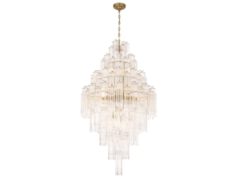 Sophia 29-Light Chandelier in Brushed Brass with Clear Tronchi Glassware