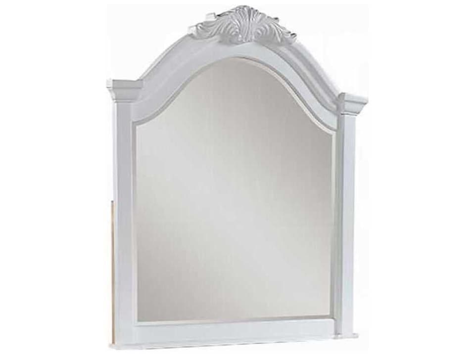 Estrella White Mirror with Decorative Crown Carving
