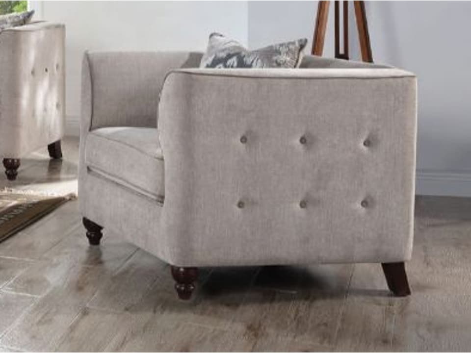 Cyndi Tan Velvet Upholstered Accent Chair with Button Tufting