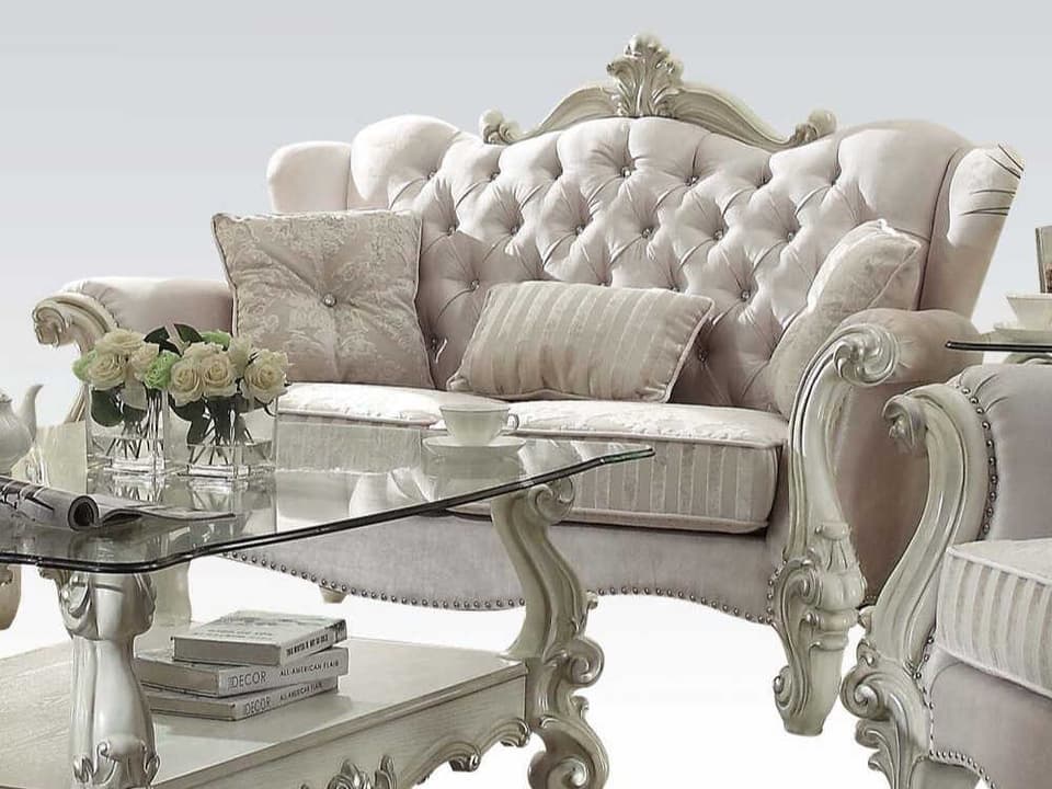 Versailles Cream Upholstered Loveseat
