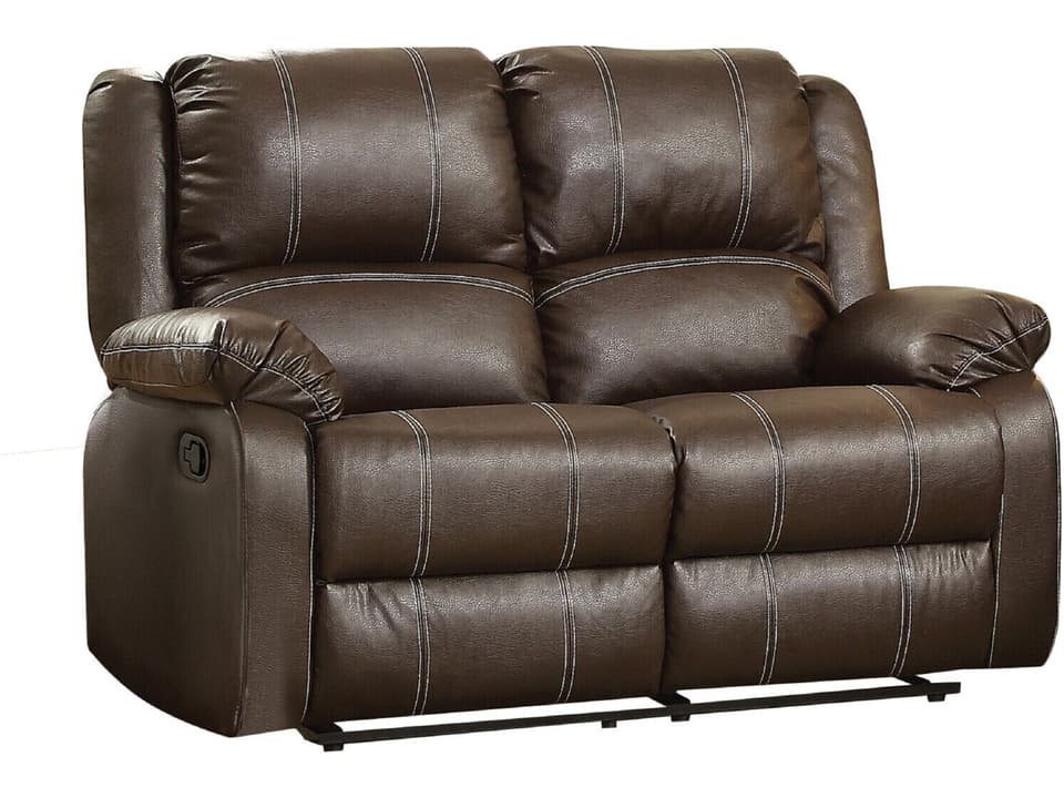 Zuriel Power Reclining Faux Leather Loveseat in Brown