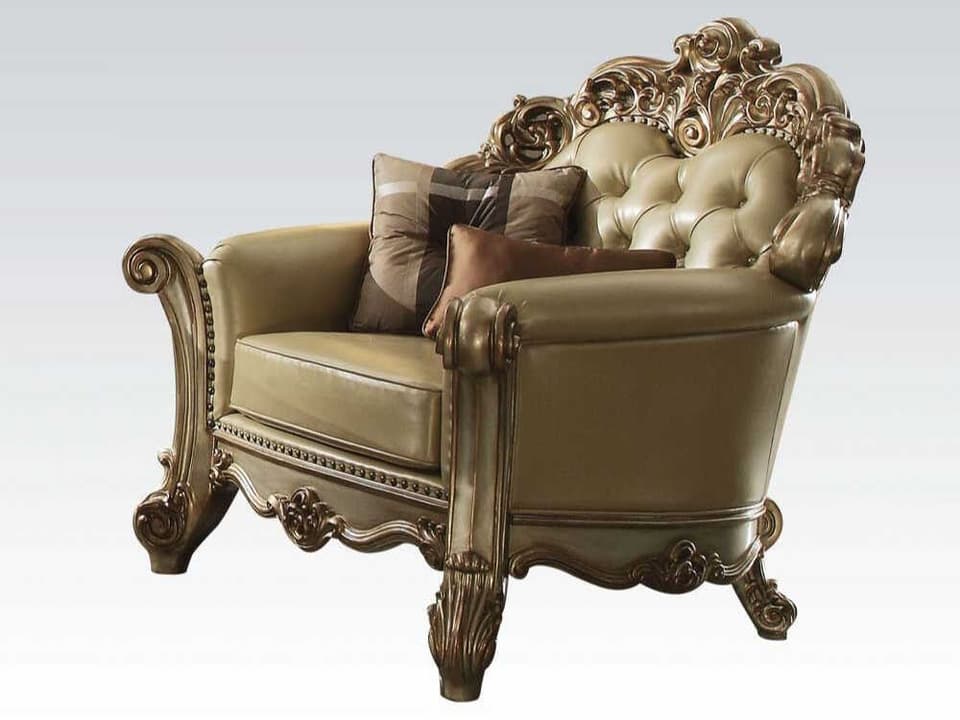 Vendome Gold Leather Accent Chair