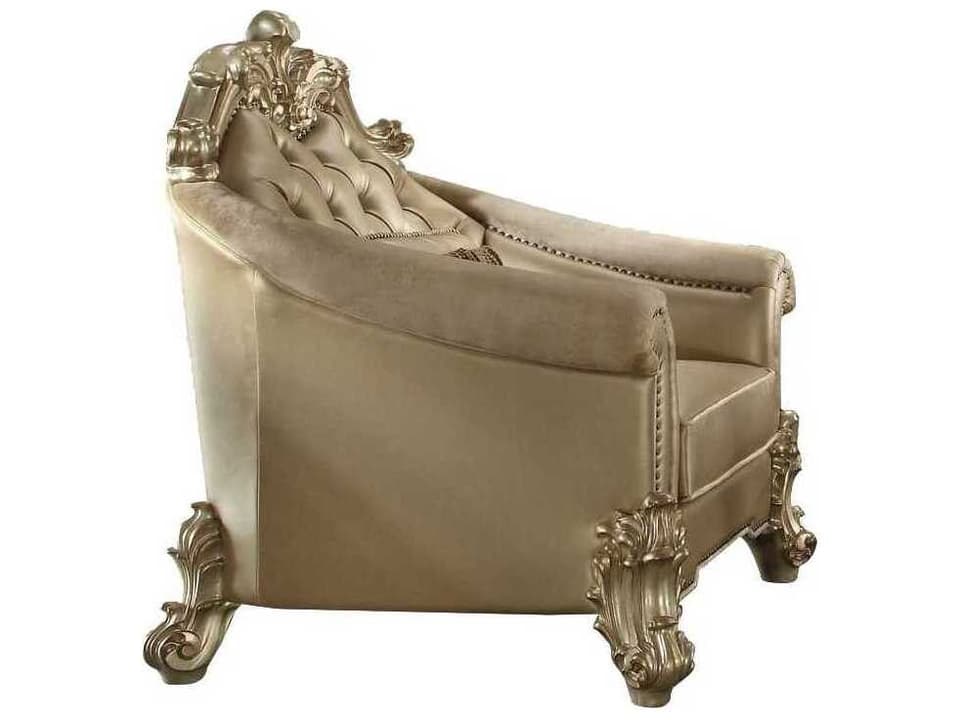 Vendome-II Gold Leather Accent Chair