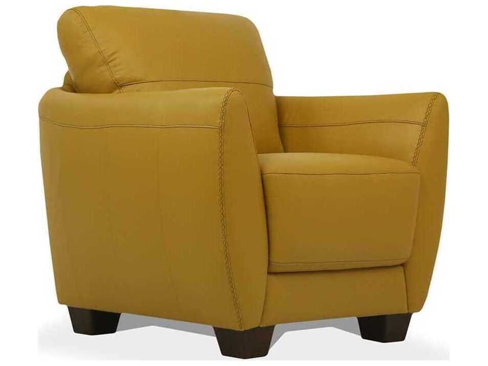 Valeria Yellow Leather Accent Chair