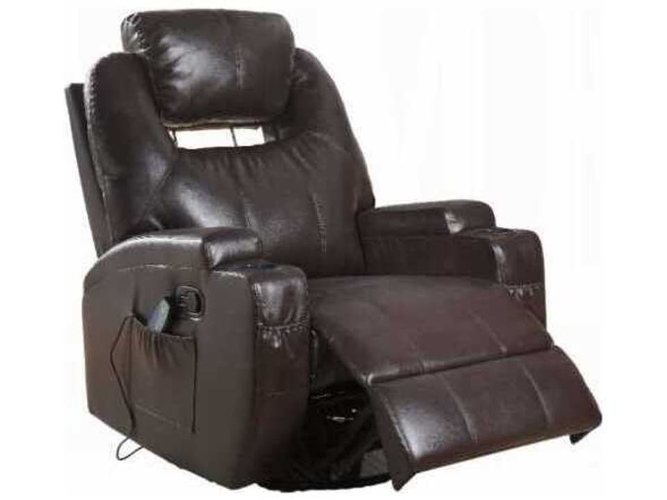 Waterlily Manual Motion Rocker Recliner with Swivel and Massage in Brown