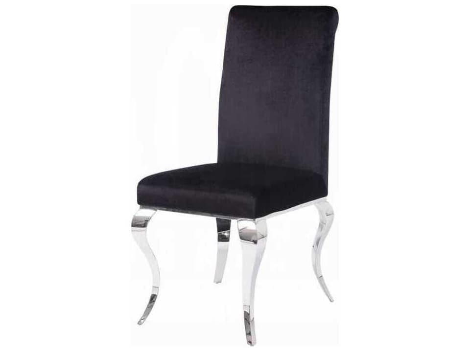 Fabiola Upholstered Dining Side Chair Set of 2 Black Velvet and Chrome