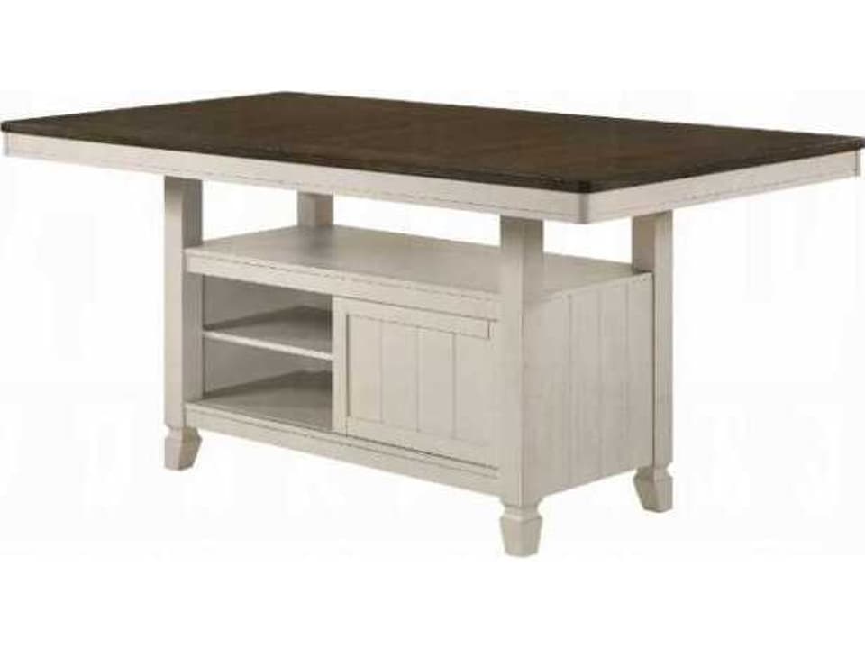 Tasnim Rectangular Wood Oak Antique White Dining Table