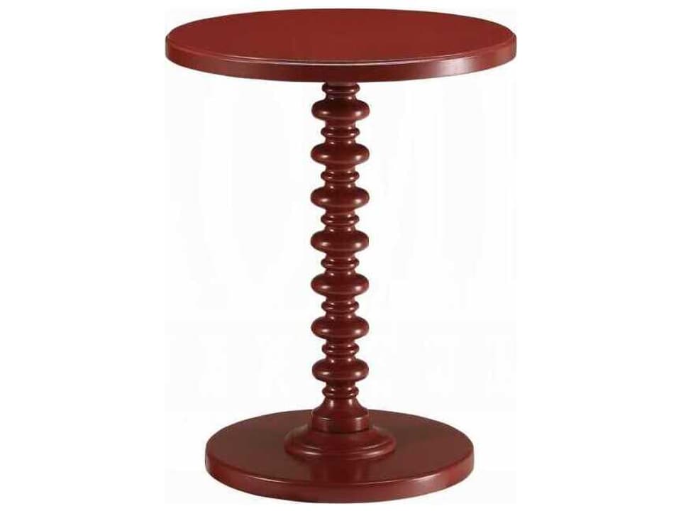 Acton Round Pedestal End Table in Red