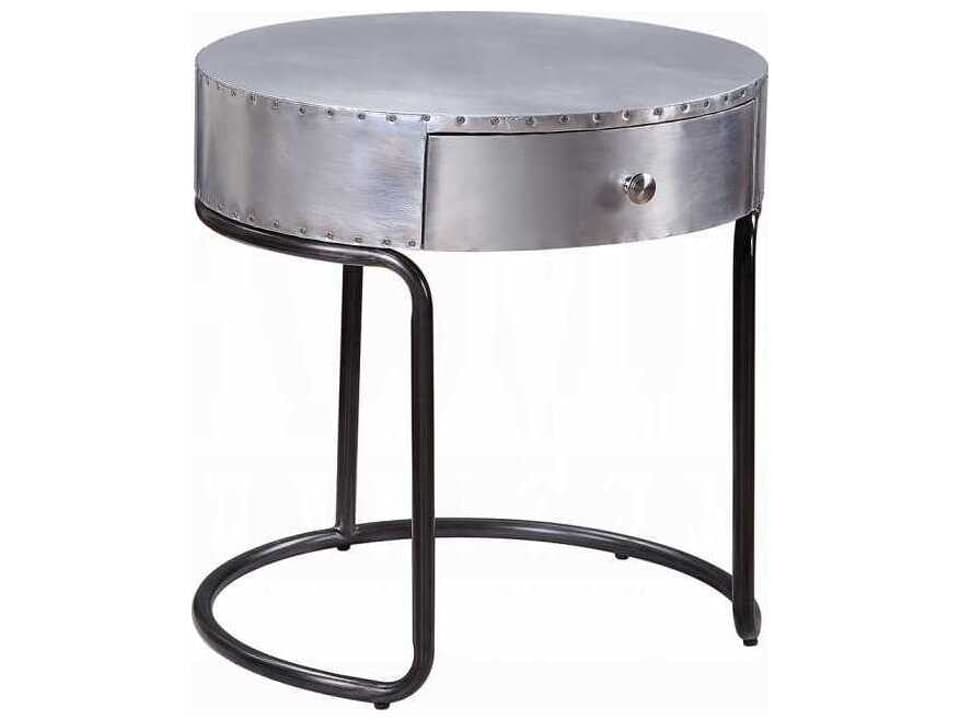Brancaster Industrial End Table with Aluminum Finish