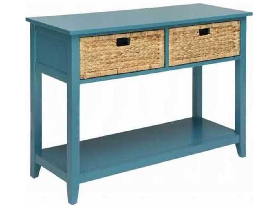 Flavius Rectangular Wood Teal Console Table