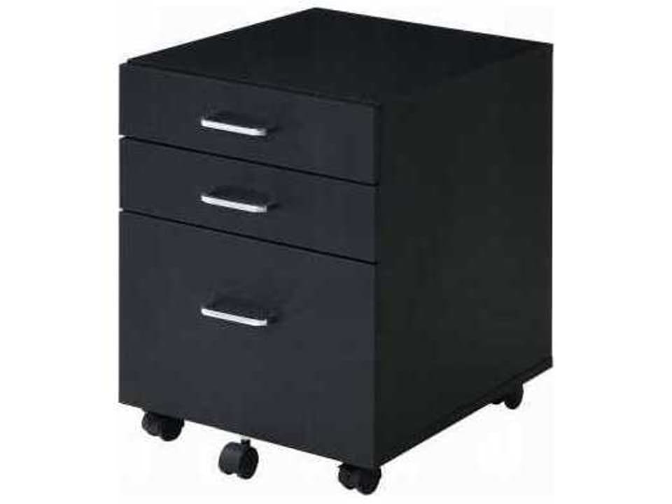 Tennos 3-Drawer Mobile Storage Cabinet in Black and Chrome