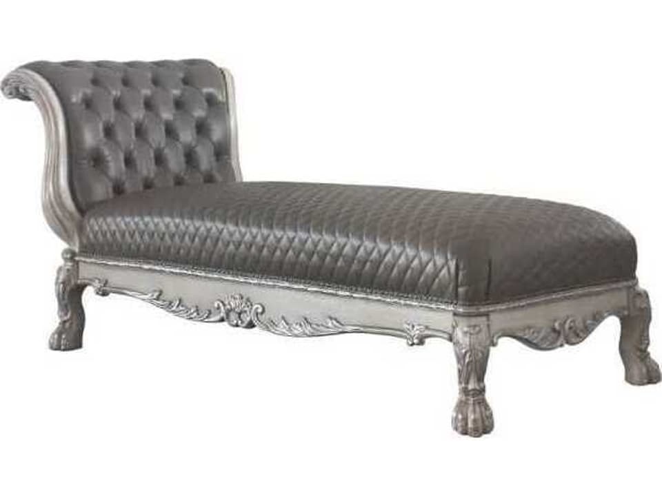 Dresden Gray Faux Leather Chaise