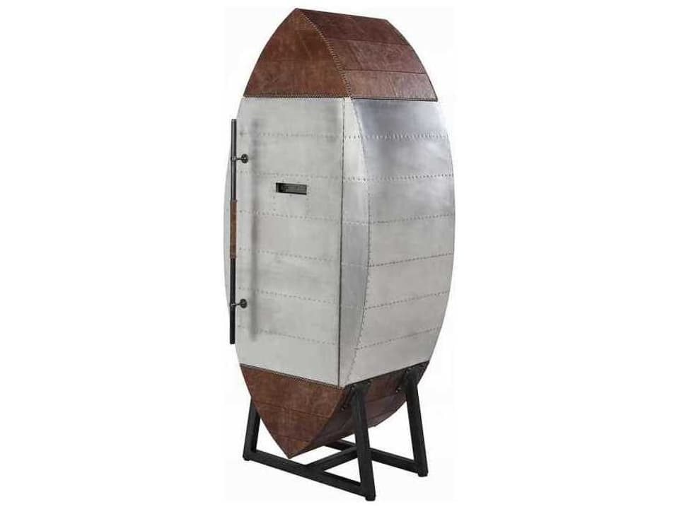Brancaster Silver Plywood Retro Brown Bar Cabinet