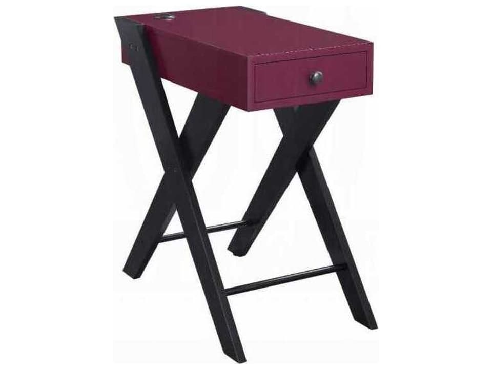 Fierce Accent Table with USB Power Dock in Burgundy and Black