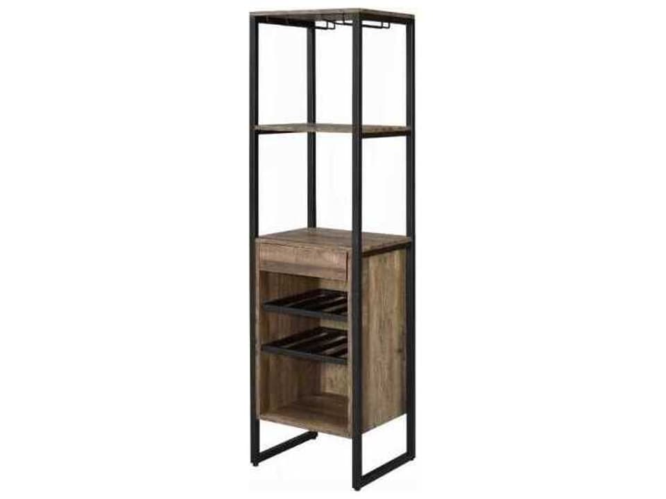 Narik Weathered Oak Bar Cabinet with Wine Storage