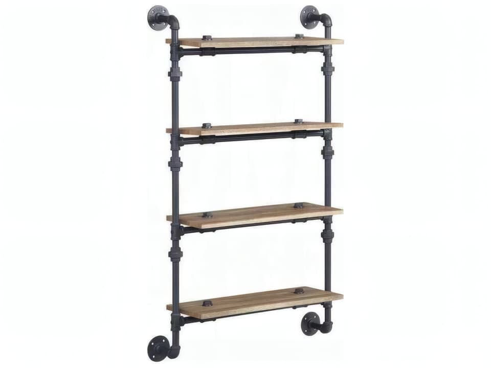 Brantley 4-Tier Wall Shelf Farmhouse Industrial Oak Sandy Black