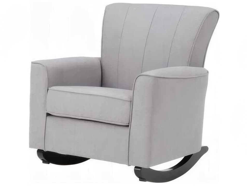 Denzell Light Gray Linen Rocking Chair with Nailhead Trim