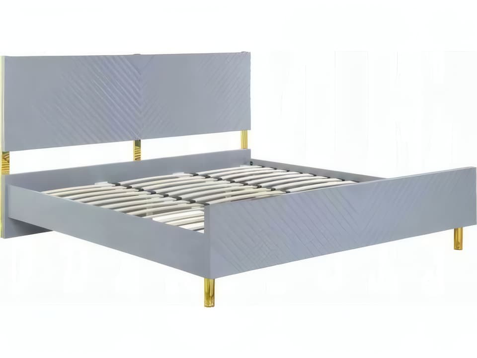 Gaines Eastern King Panel Bed in Gray High Gloss