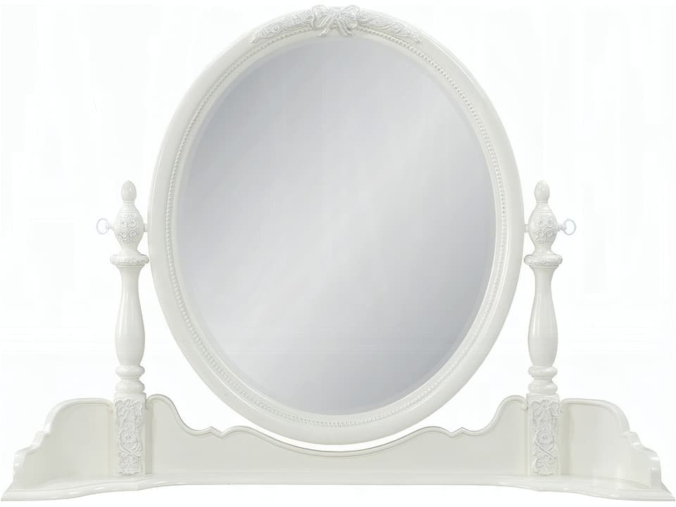 Dorothy Rounded Beveled Mirror in Ivory Finish