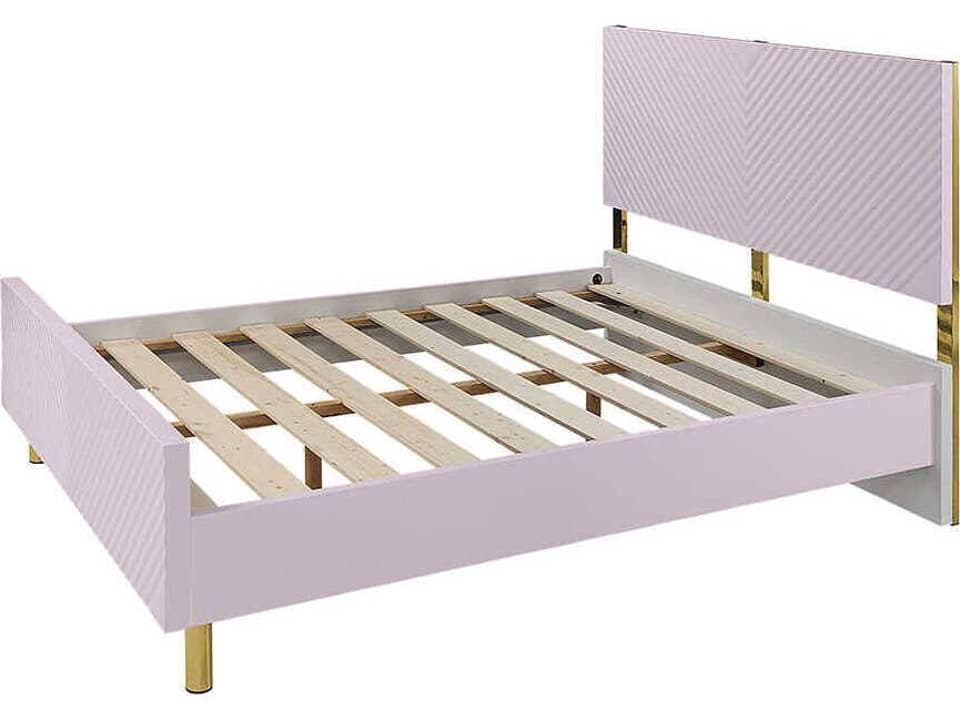 Gaines Pink Plywood Wood Full Panel Bed