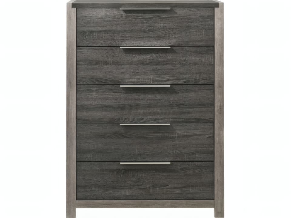 Jehoram 5-Drawer Chest in Two-Tone Gray
