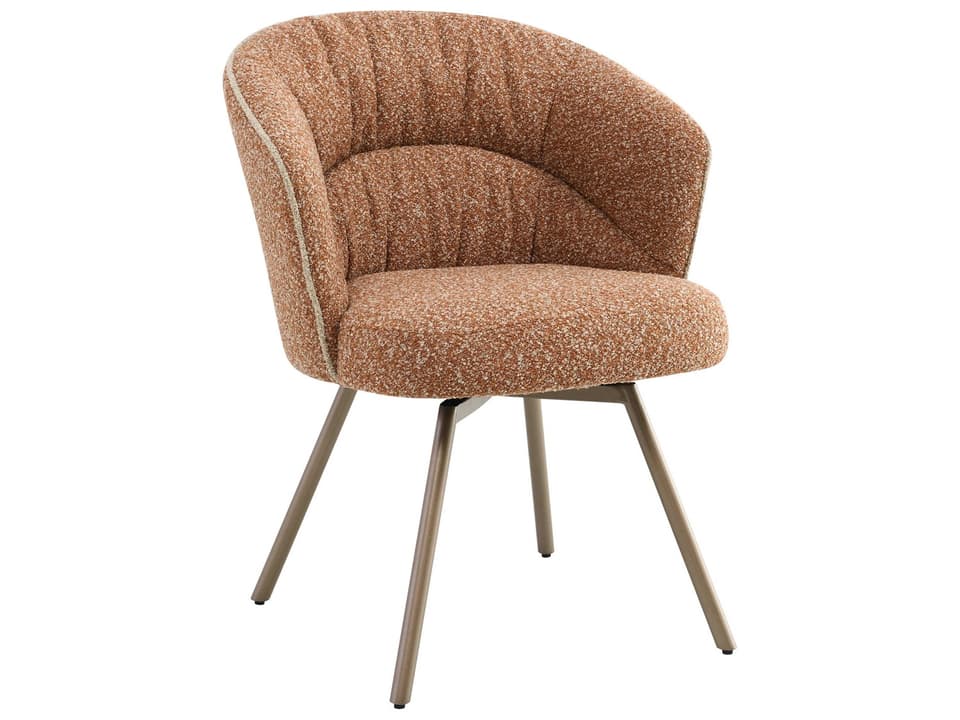 Lidi Rust Orange Boucle Upholstered Dining Side Chair Set of 2