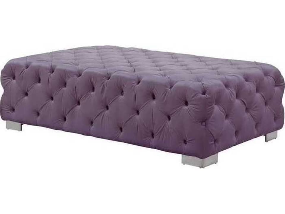 Qokmis Purple Velvet Upholstered Ottoman