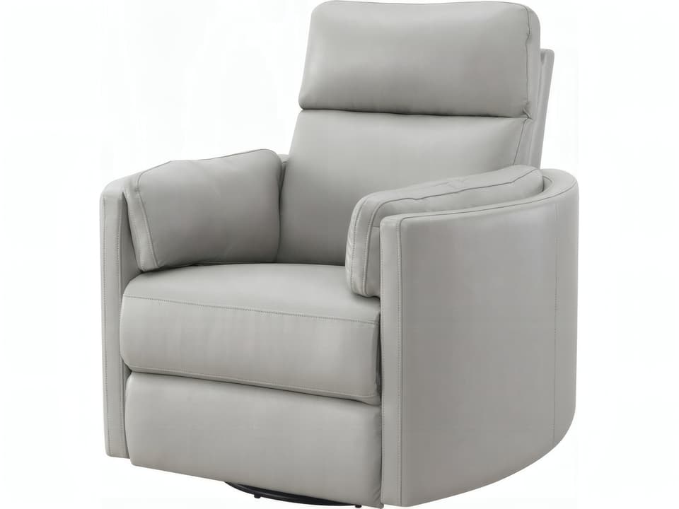 Sagen Gray Leather Aire Swivel Glider Recliner Chair