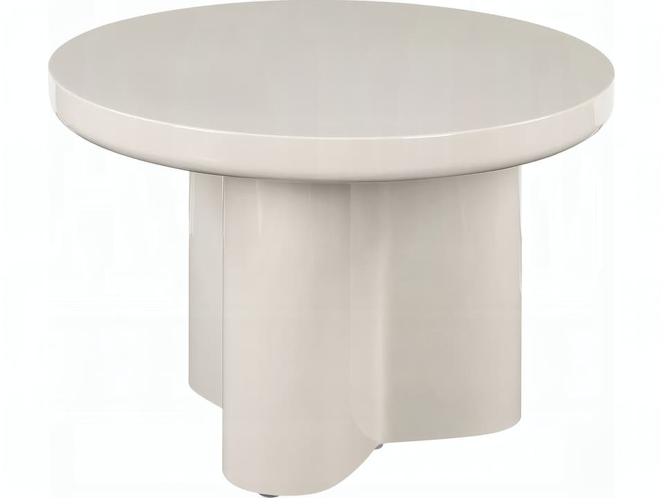Joane Round End Table Light Gray High Gloss