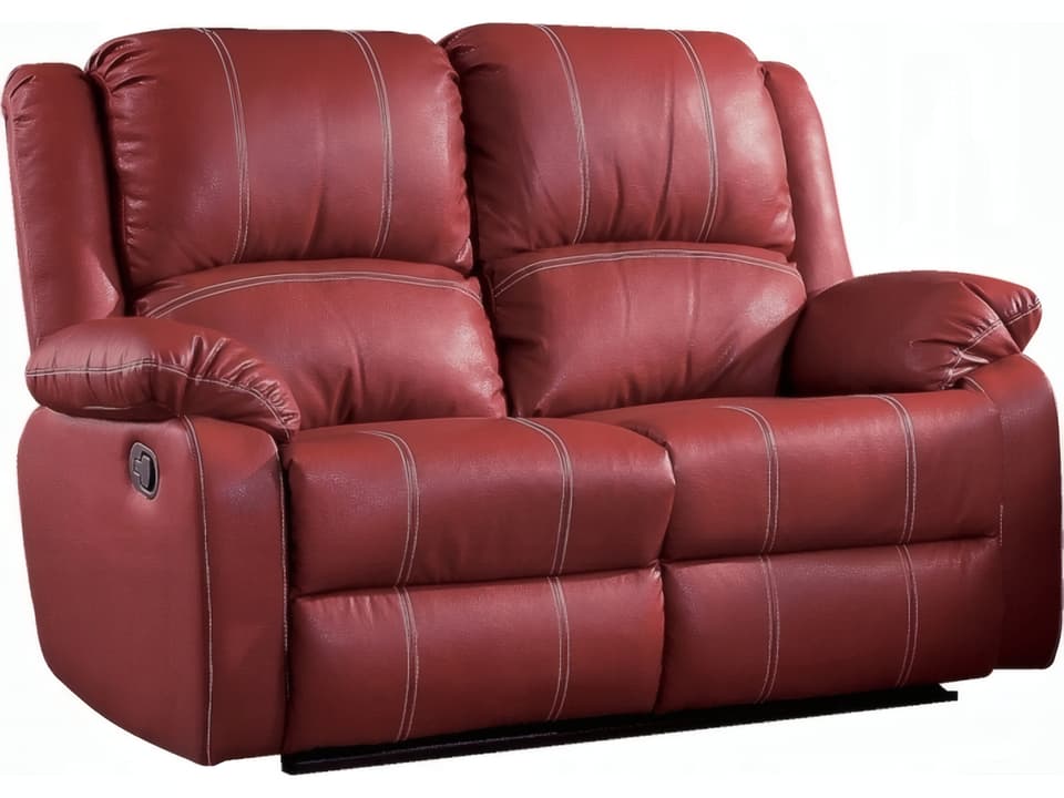 Zuriel 2-Seat Manual Motion Reclining Faux Leather Loveseat in Red
