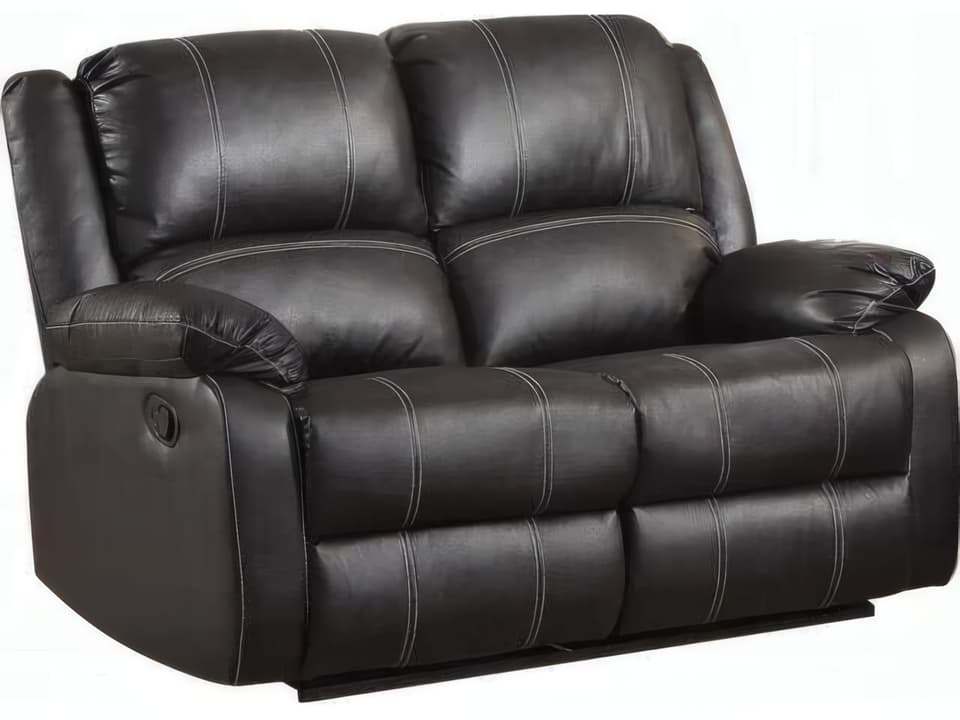 Zuriel 2-Seat Reclining Faux Leather Loveseat in Black