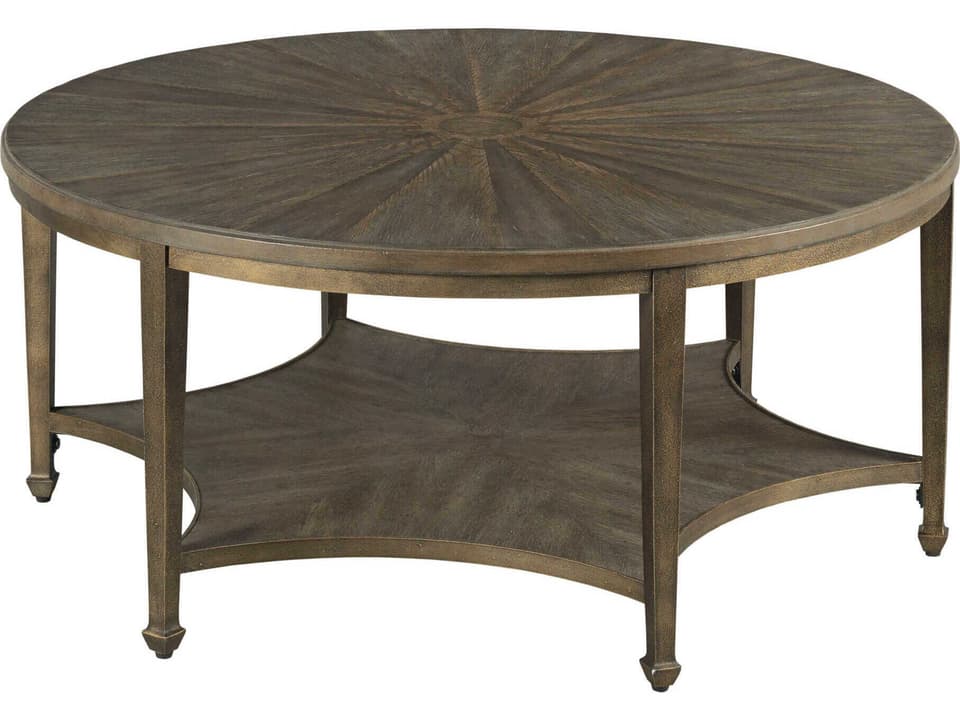 Emporium Round Coffee Table in Shadow Finish with White Oak Veneers